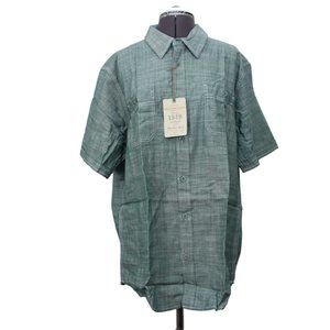 Weatherproof Vintage green short‎ sleeve button front men's shirt L